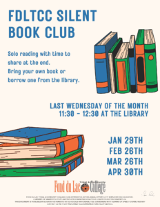 Silent book club poster.